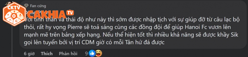 "Fan bóng đá Việt đánh giá cao khả năng Pierre Lamothe trở thành trụ cột quan trọng của ĐTQG trong thời gian tới"