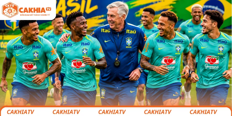 Các tuyển thủ Brazil hào hứng tập luyện dưới thời Ancelotti